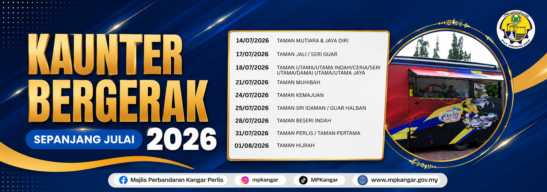  PERKHIDMATAN KAUNTER BERGERAK MPKANGAR BULAN JULAI 2026